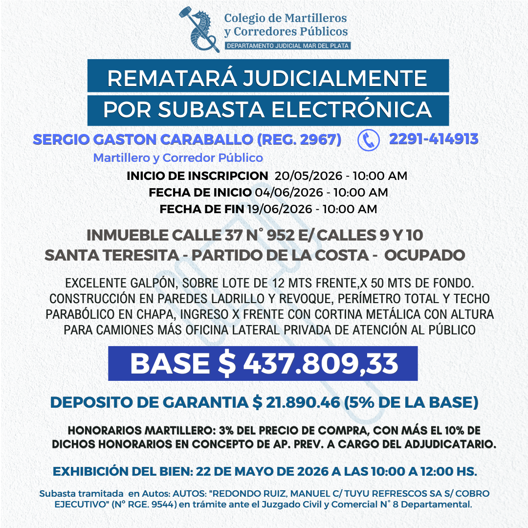 INMUEBLE calle 37 N° 952 e/9 y 10 - Santa Teresita. OCUPADO
